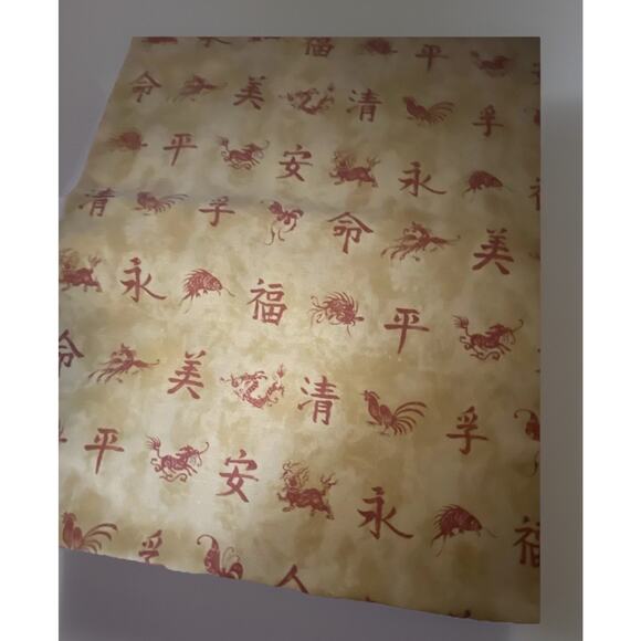 Scalamandre Fabric KANJI Color Cinnabar and Gold Printed Fabric BTY orig 405/yd - Picture 5 of 7